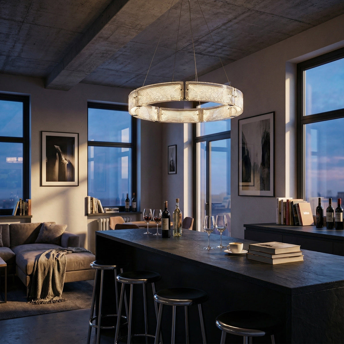 Galia Modern Glass Round Chandelier