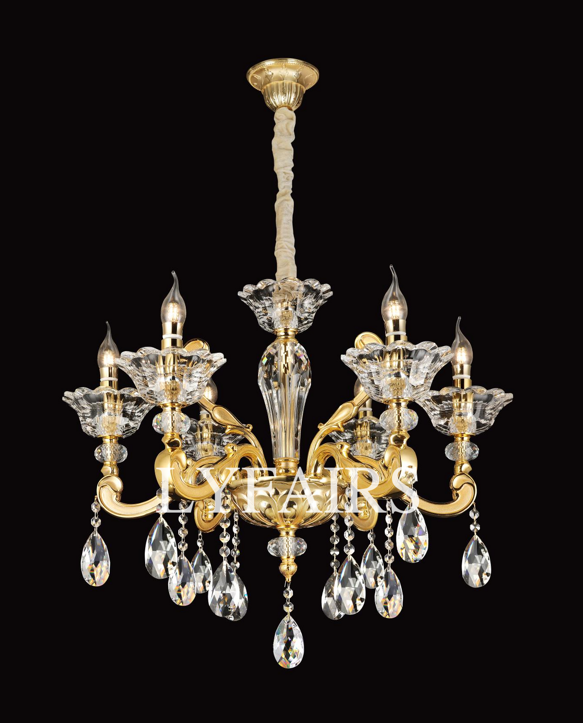 Baroque Revival Classical Brass Branches Candle Light Chandelier