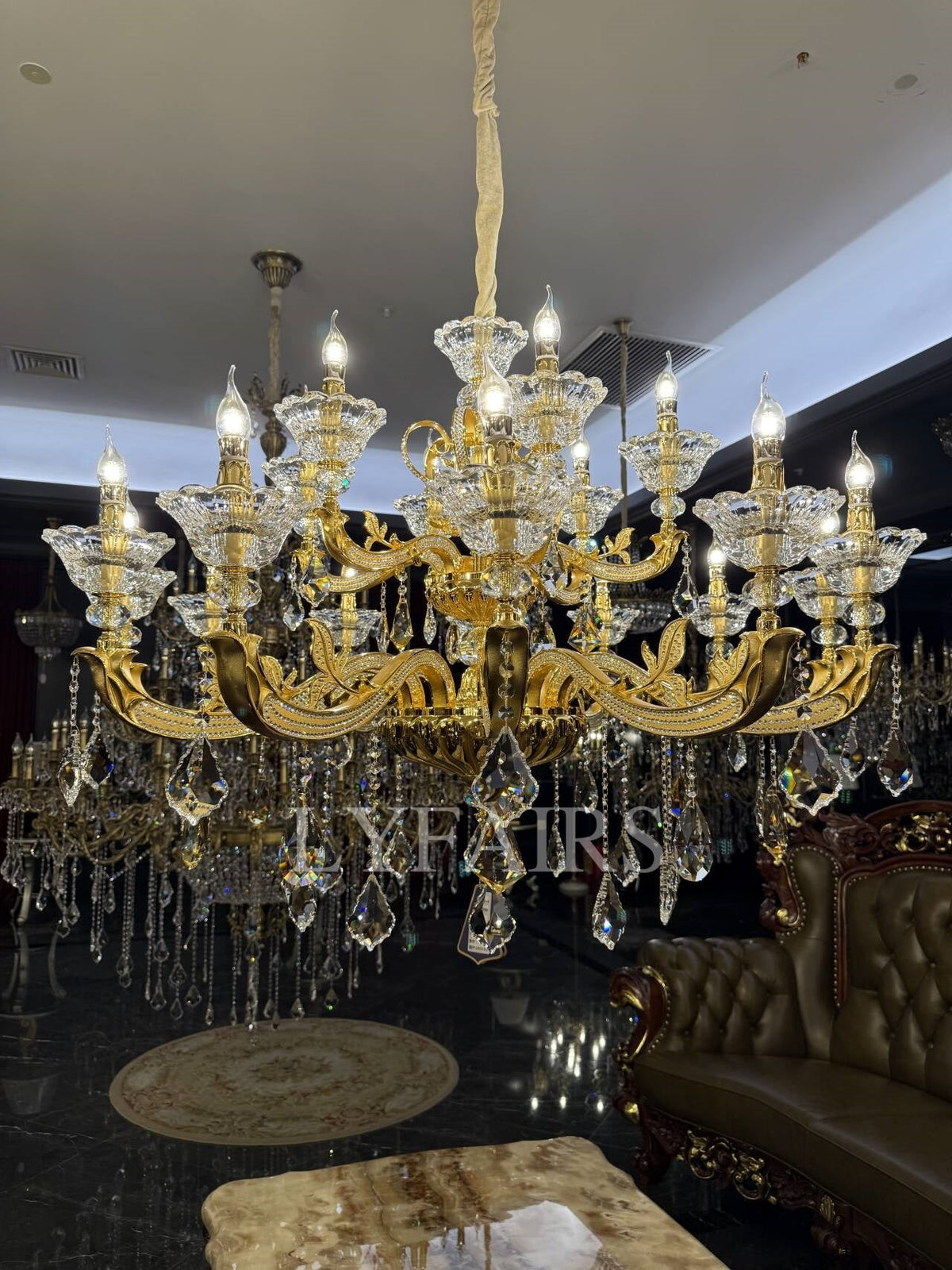Eternal Baroque Revival Chandelier Series with Diamond-Inspired Crystal-Studded Light Arms