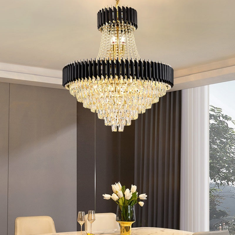 Glacia Black Crystal Modern Luxury Crystal Multilayer Chandelier