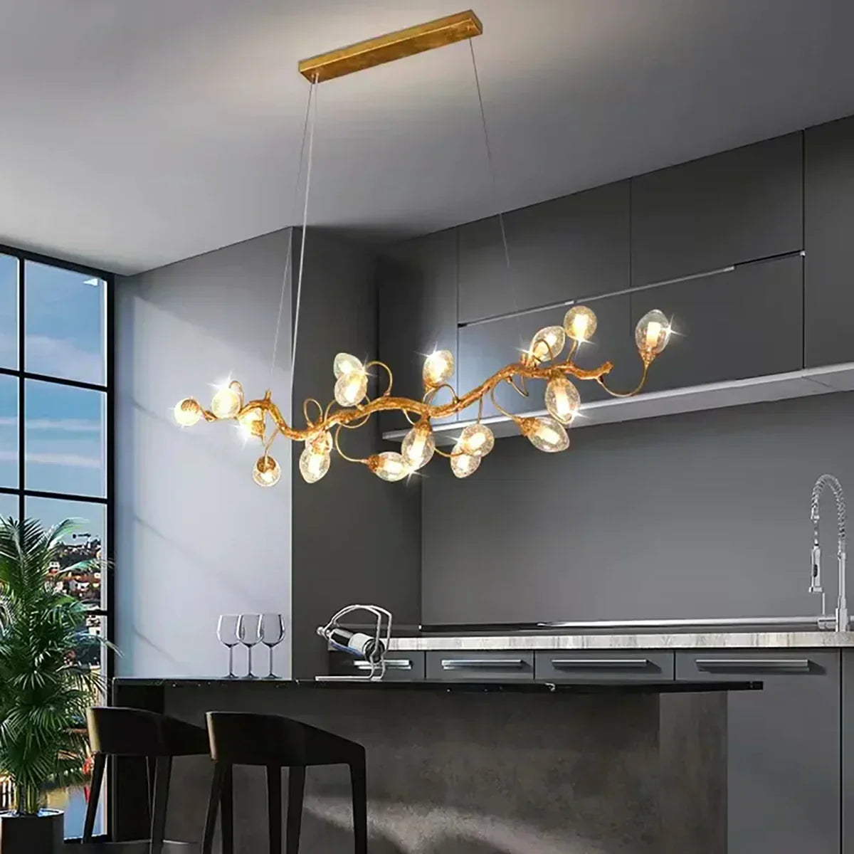 Art Clear Elegance Bubble Branch Linear Chandelier - Merlin Lamps