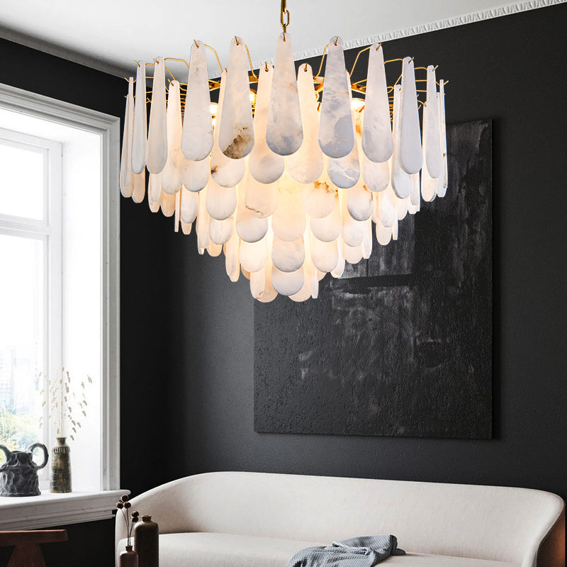 Anthea Spanish Alabaster Luxury Lamp Fixtures, Elegant Chandeliers