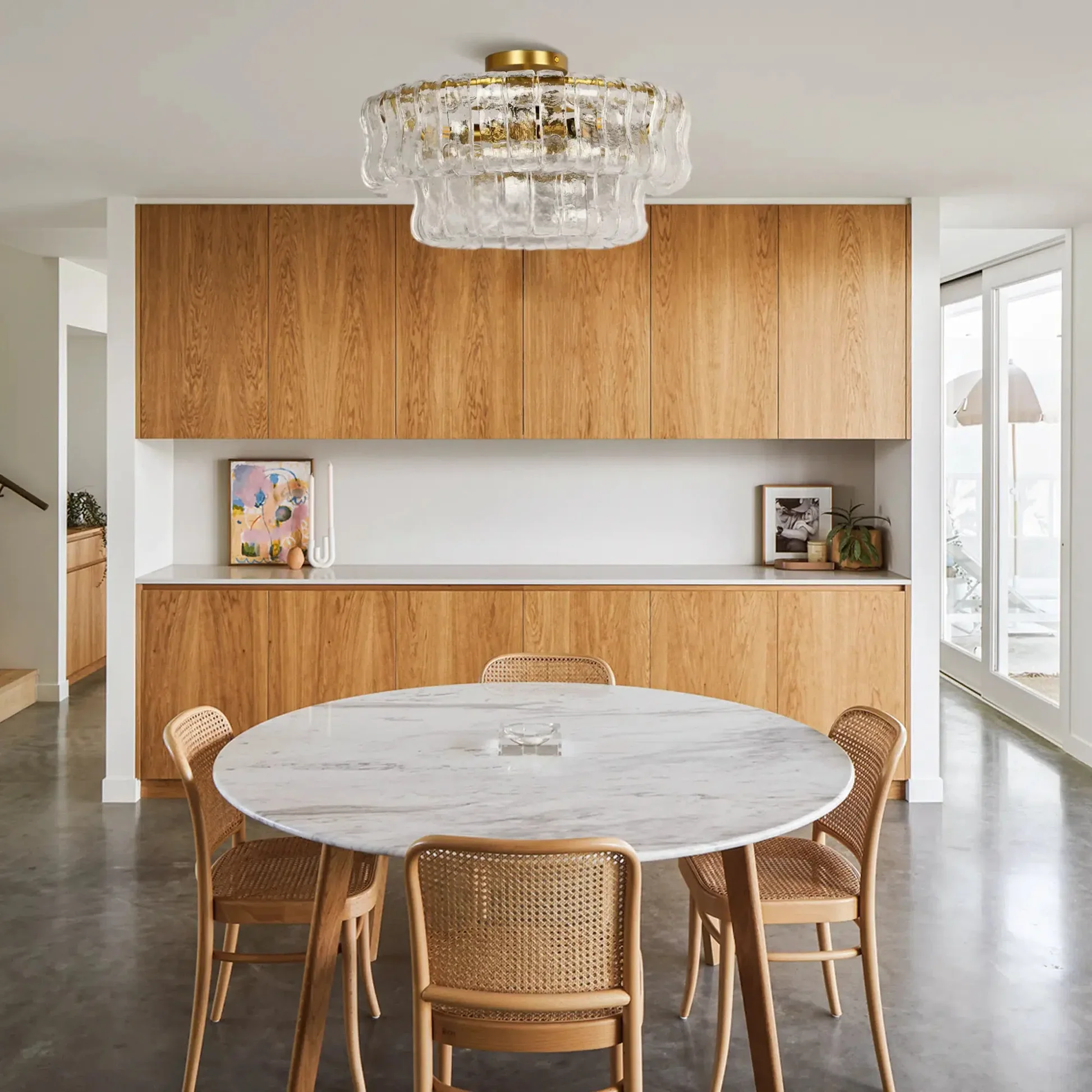 Denise Ghiaccio Glass Flush Mount Chandelier