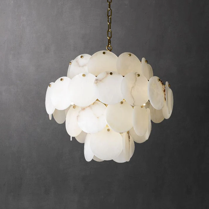 Alabaster Magnolia Multi-tiered Round Chandelier
