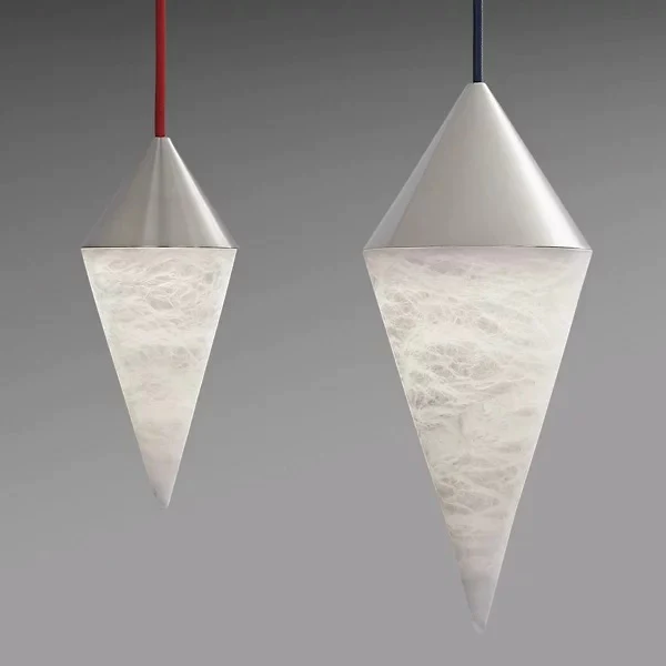 Modern Alabaster Cone Pendant, Single Pendant Light