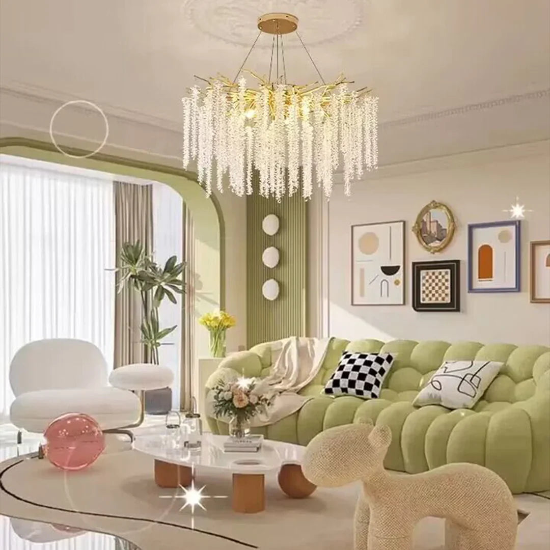 Branch Style Ceiling Light Crystal Icicle Chandelier
