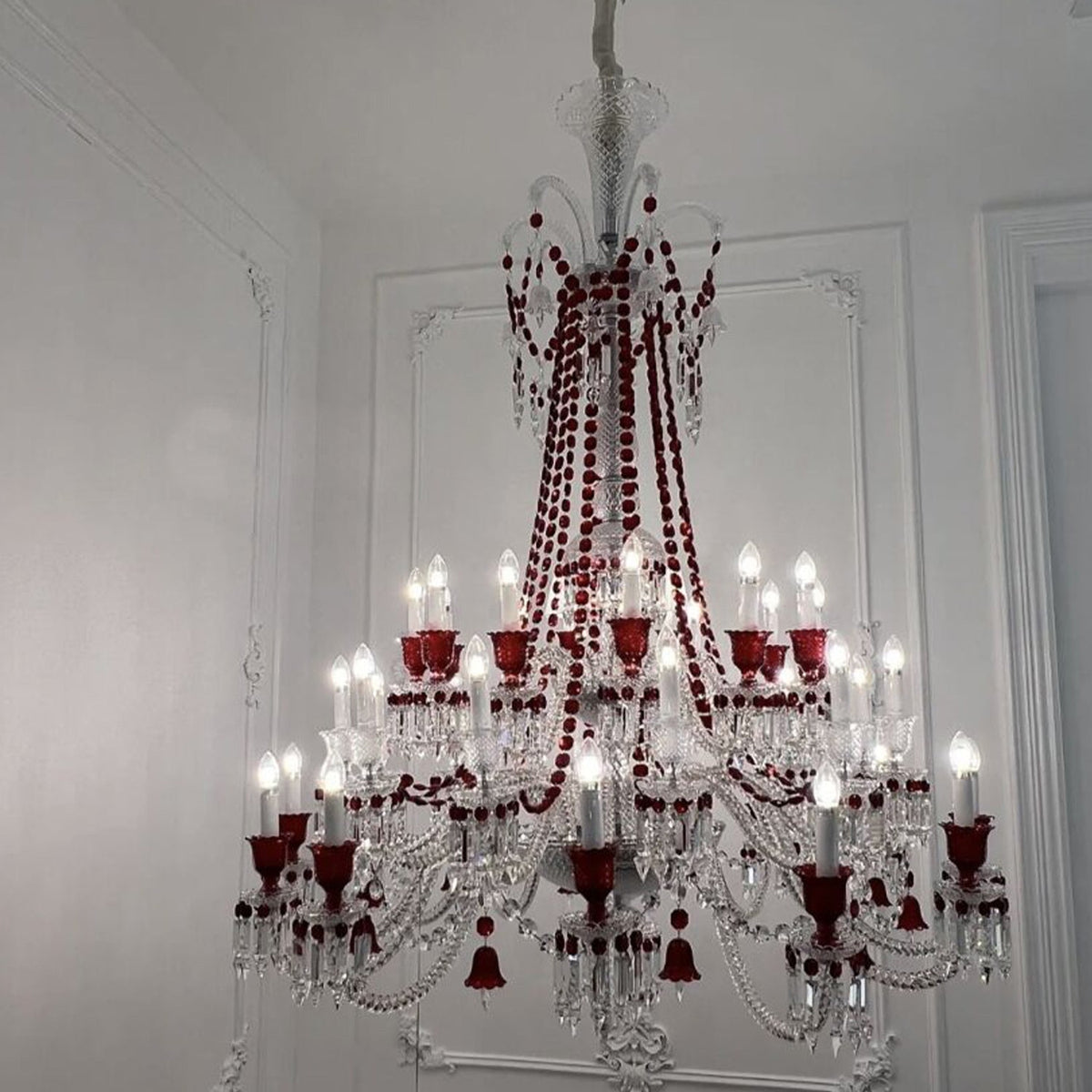 European-style Luxury Colorful Candle Crystal Oversized Chandelier Art Branch Designer Foyer/Staircase Light Fixture