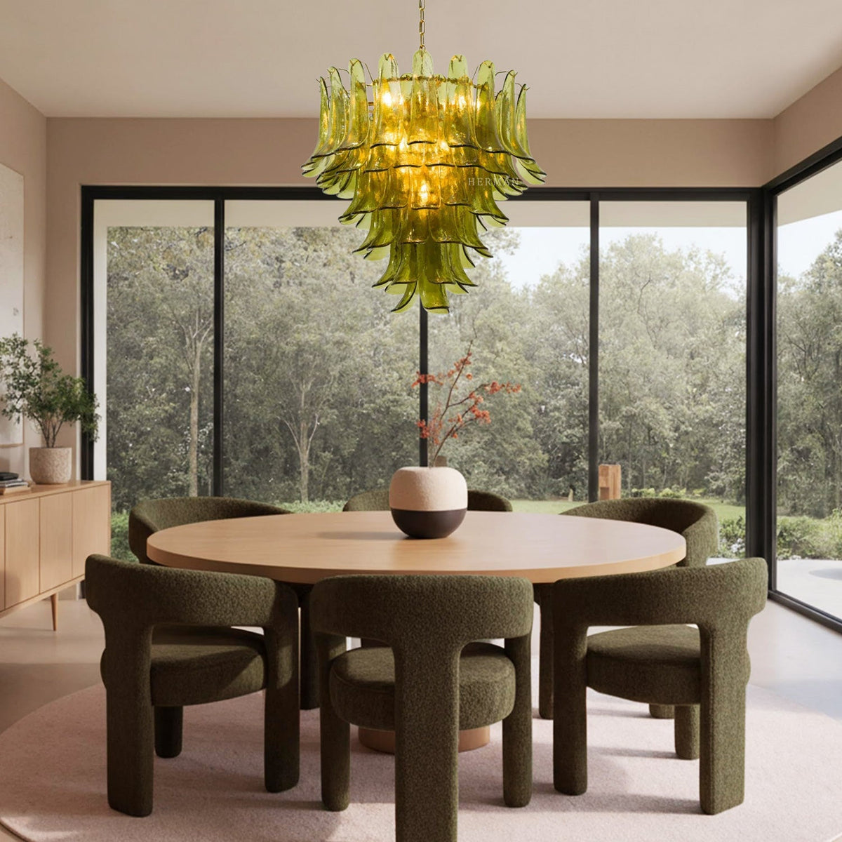 Green Petalo Murano Chandelier