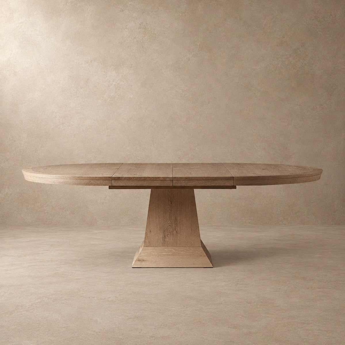 Round Oak Extension Dining Table with Leaves