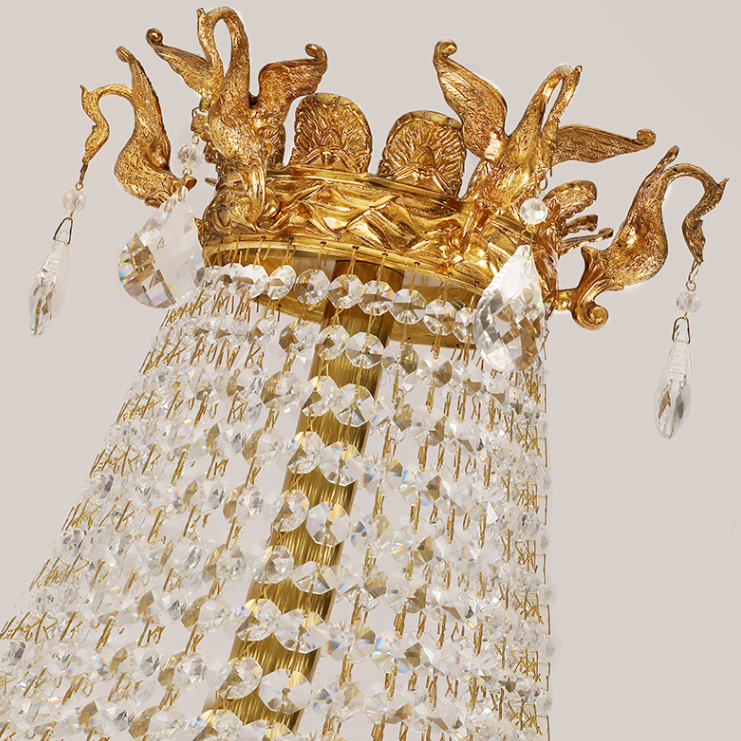 Extra Large Retro Luxury Full Copper Crystal Chandelier
