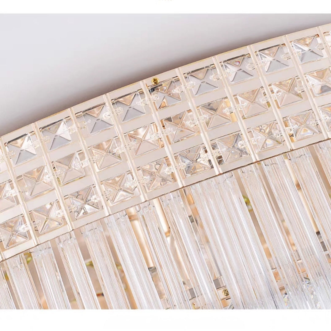 Extra Large Three Layers Round Luxury Flush Mounted Crystal Chandelier