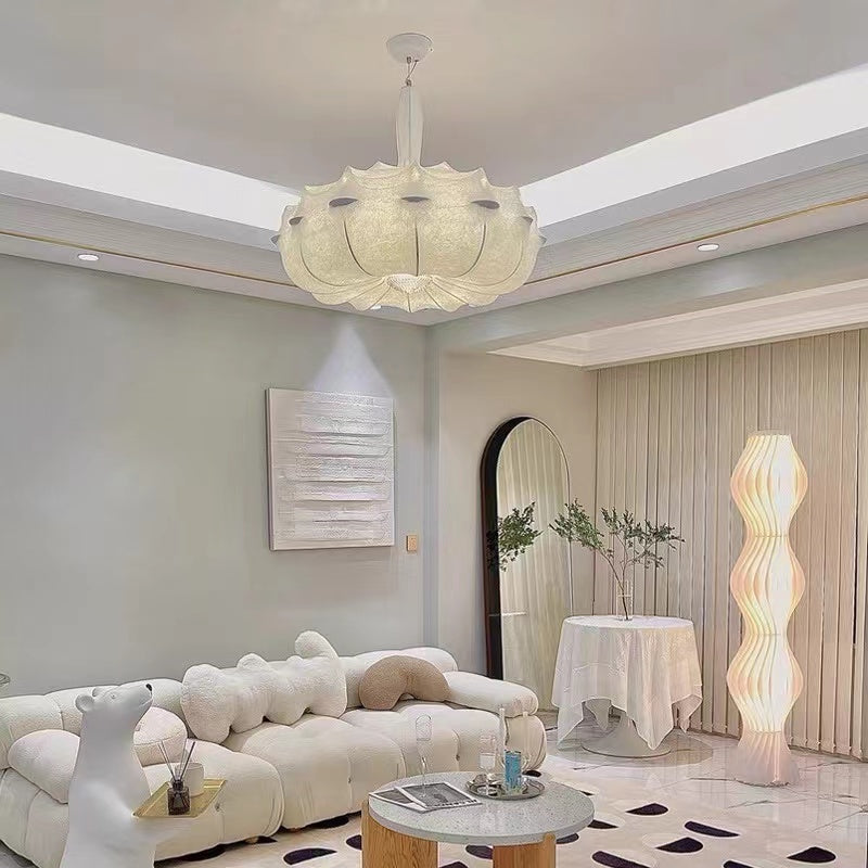 silk, creative, hand-made, chandelier, living room, bedroom, white, innocent, French, cream, cloud, comfortable