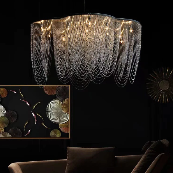 Willowlamp / Flush Mount Chandelier / ROSE-700-STR-C More info on: https://www.select-interiorworld.com/at_en/willowlamp,chandelier,chandeliers,lamp,ceiling,flush mount,flower,tassel,tier,tiers,layers,big,extra lare,large,oversized,big,huge
