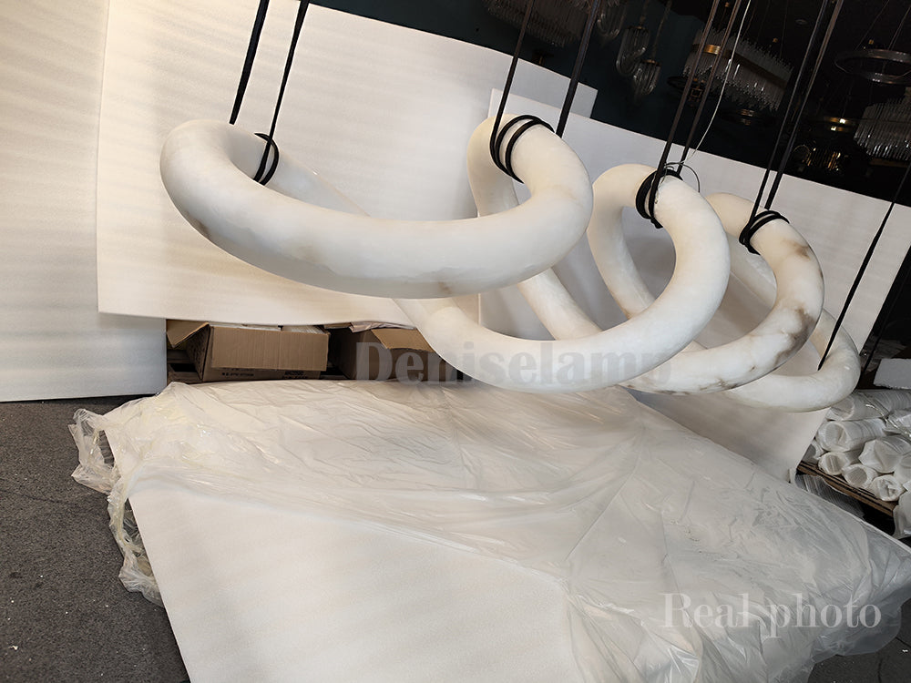 Denise Scarlett Designer Alabaster Pendant Light, Modern Luxury Inspired Lamp