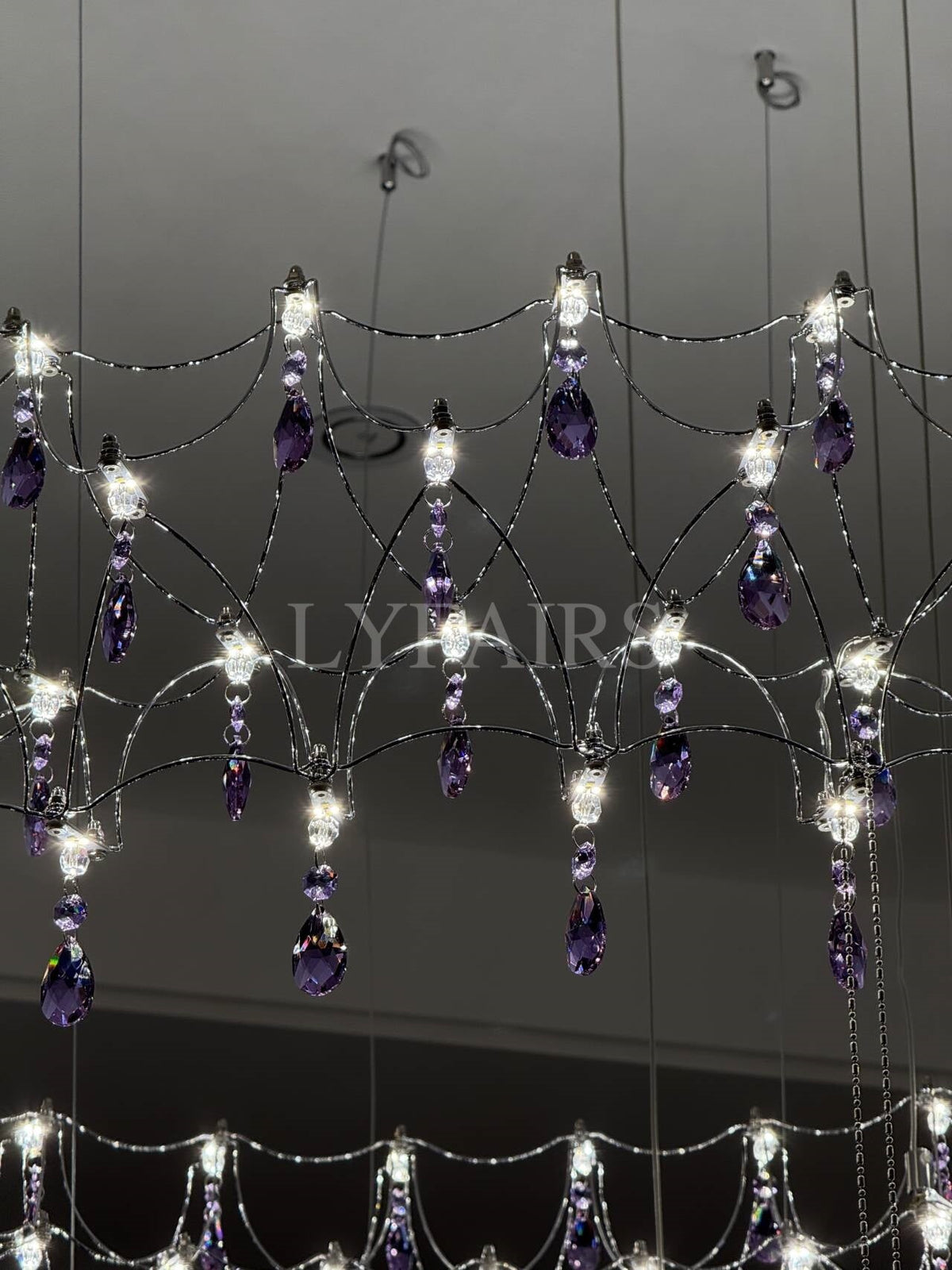 Shimmering Dreamcatcher Crystal Chandelier with Cascading Colorful Firefly-like Crystals
