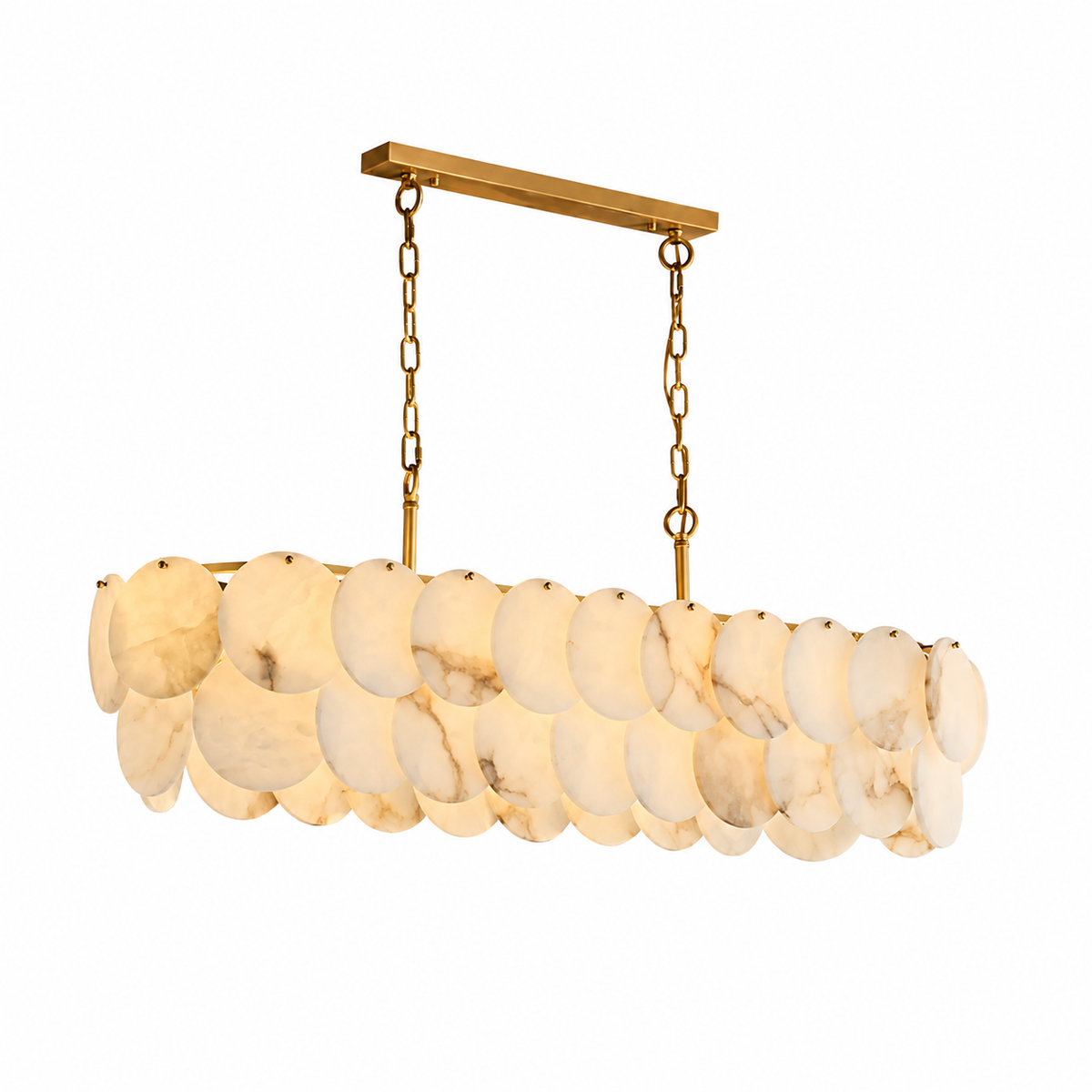 Dining Room Linear Chandelier | French Art Deco Spanish Alabaster | Valencia