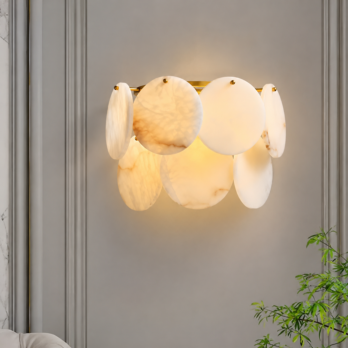 Living Room Wall Sconce | French Art Deco Spanish Alabaster | Solara
