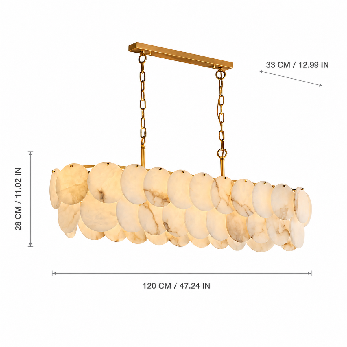 Dining Room Linear Chandelier | French Art Deco Spanish Alabaster | Valencia