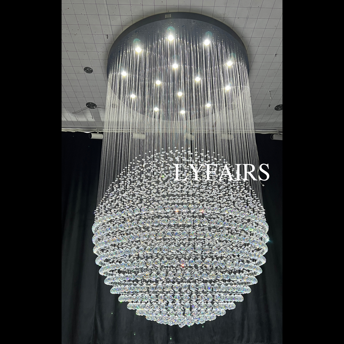Modern Ball Crystal Raindrop Chandelier for Living Room/Staircase/Foyer