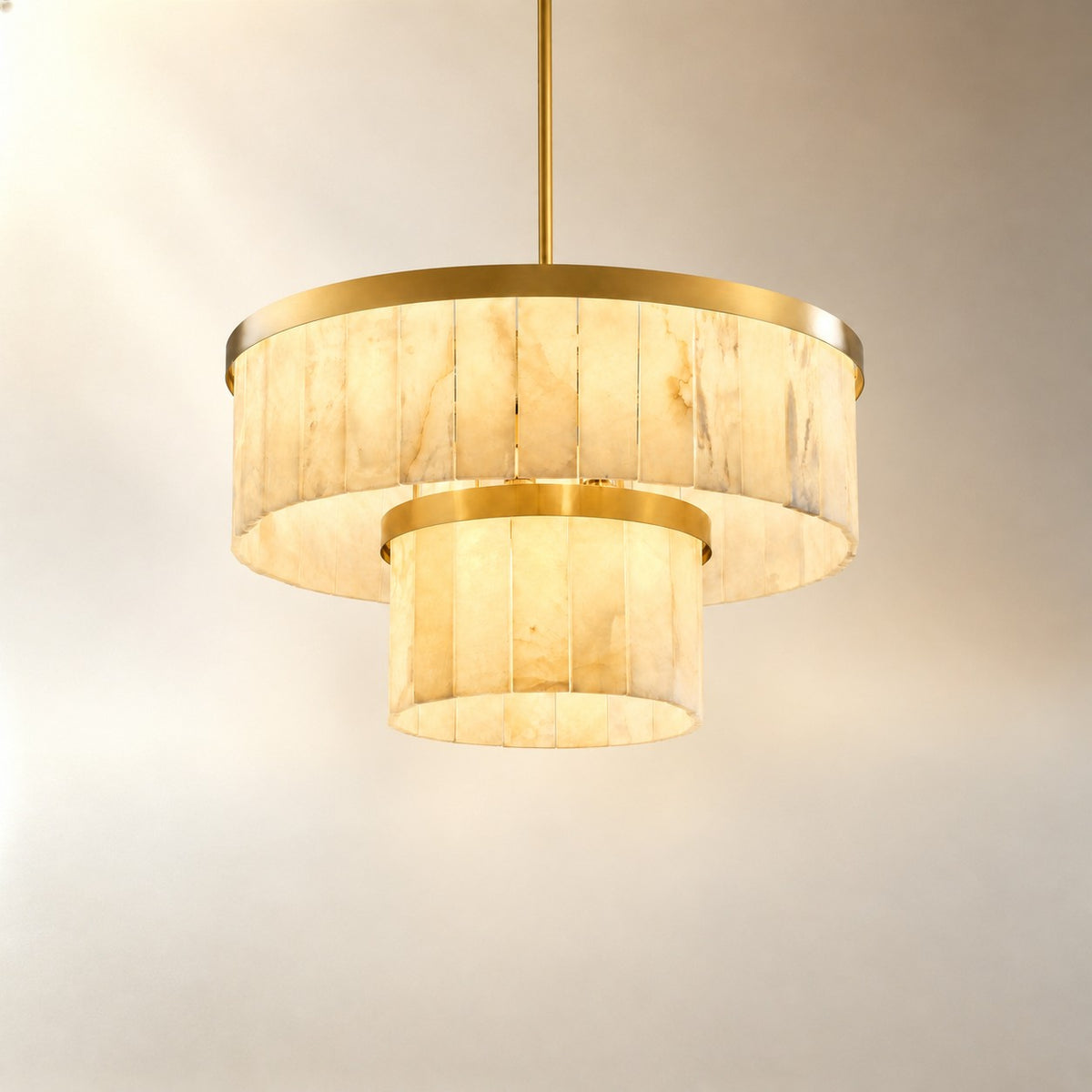 24" 2-Tier Alabaster Round Chandelier - Gold