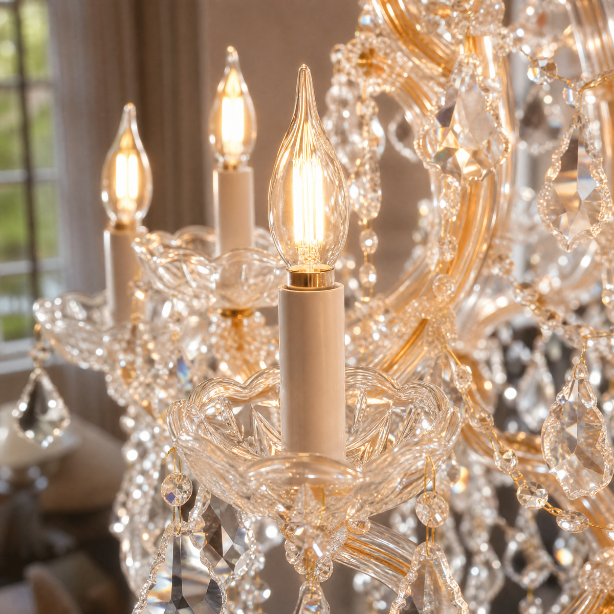 35.4" 24-Light Maria Theresa Crystal Chandelier - Gold