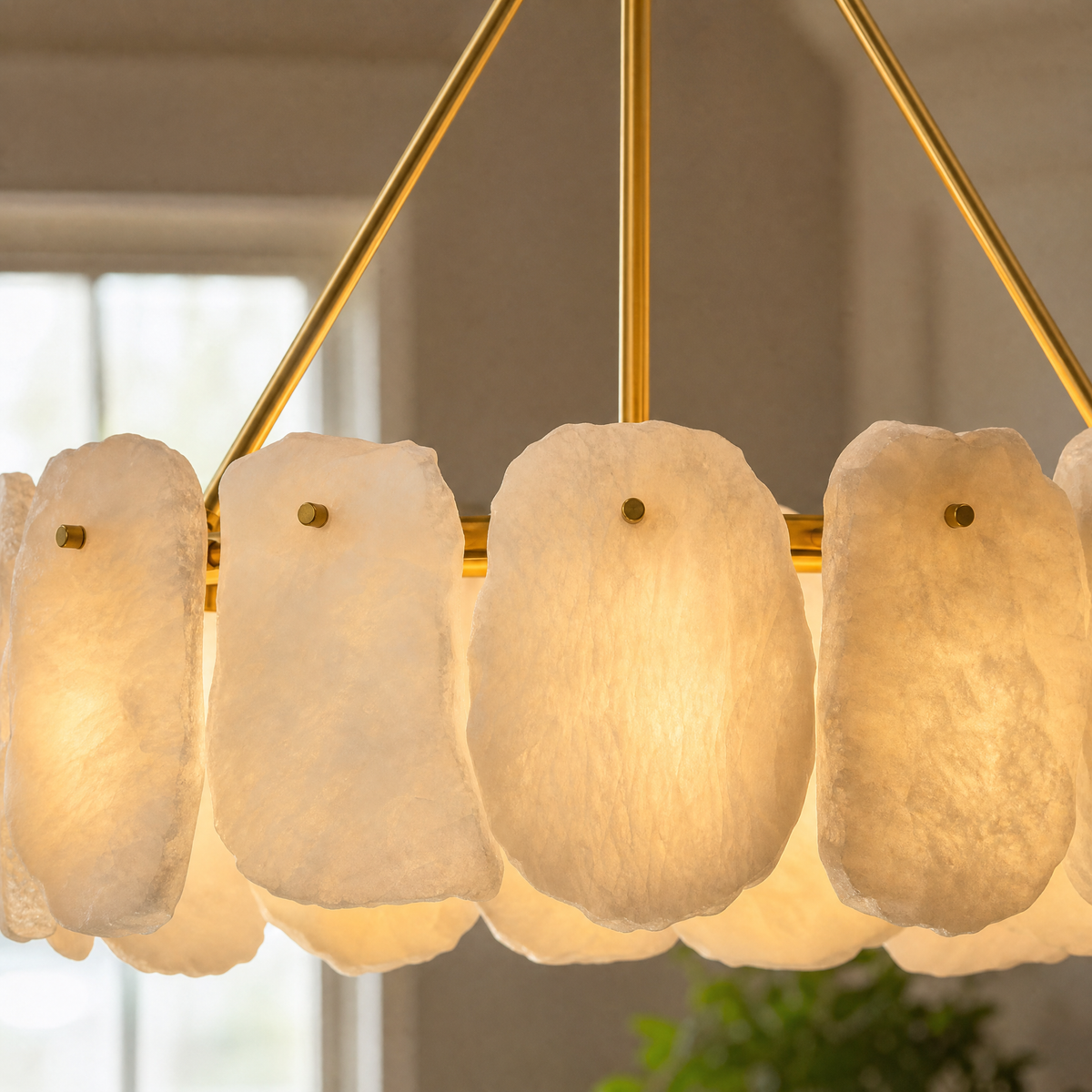 24" Alabaster Round Chandelier