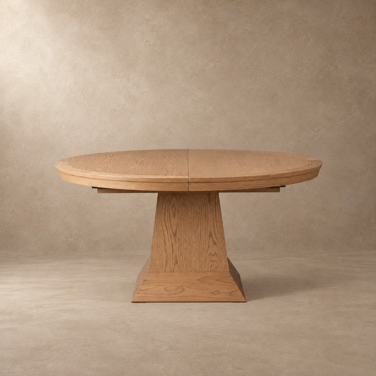 Round Oak Extension Dining Table with Leaves