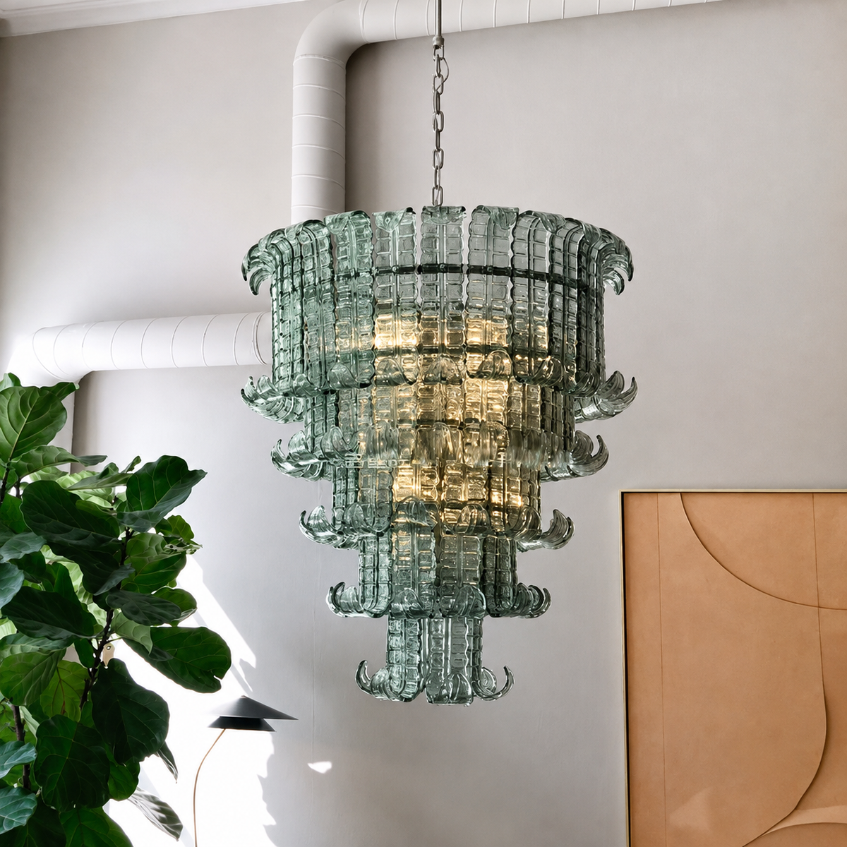 Living Room Tiered Chandelier | Murano-Style Glass | Celestine