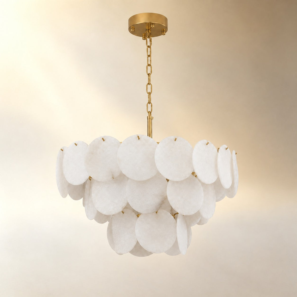 26" Natural Alabaster Round Chandelier