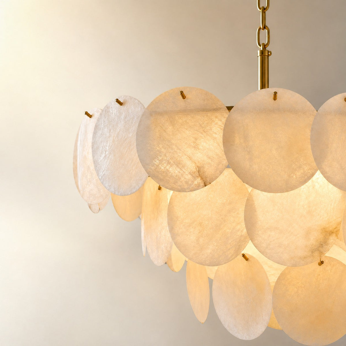 26" Natural Alabaster Round Chandelier