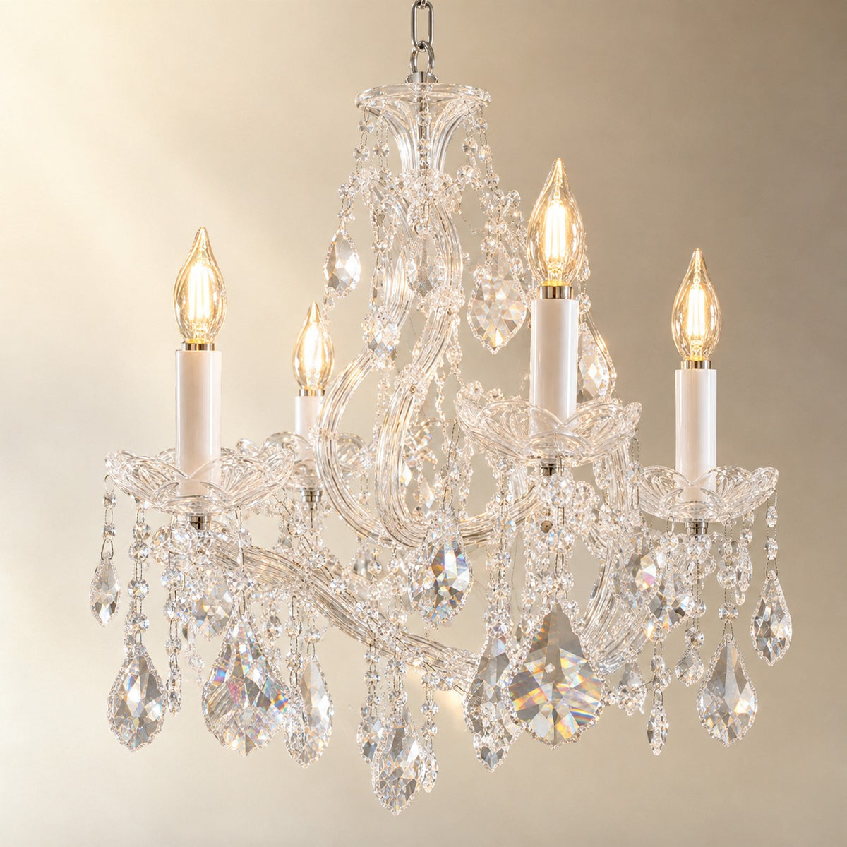 28.3" 12-Light Maria Theresa Crystal Chandelier - Silver