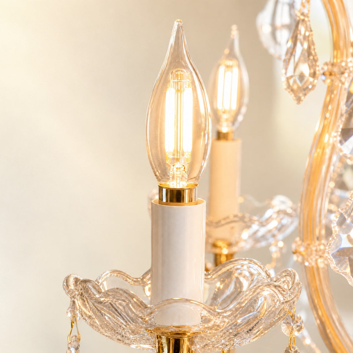 30" 15-Light 2-Tier Maria Theresa Crystal Chandelier - Gold