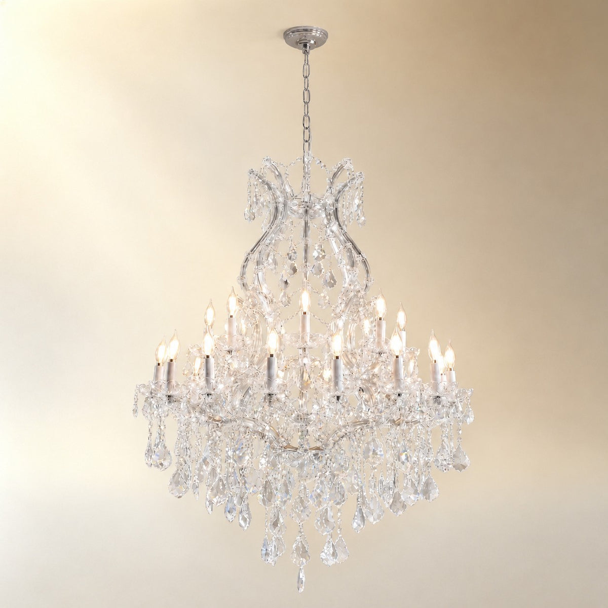 35.4" 24-Light Maria Theresa Crystal Chandelier - Silver
