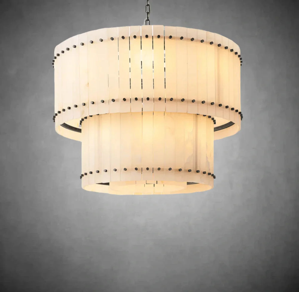 Marcus Alabaster Round Tiered Chandelier