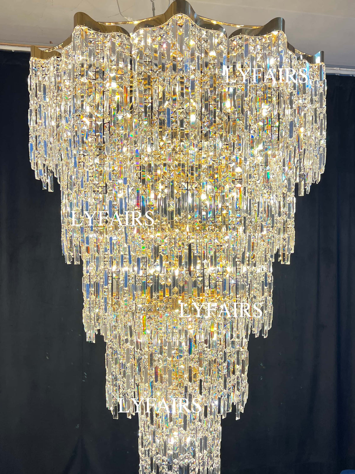 Oversized European Multi-layers Golden Luxury Crystal Chandelier Villa/High-ceiling/Foyer