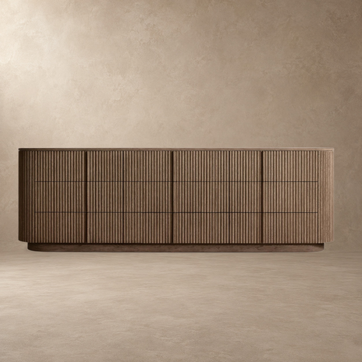Reeded Oak Dresser with Curved Contours