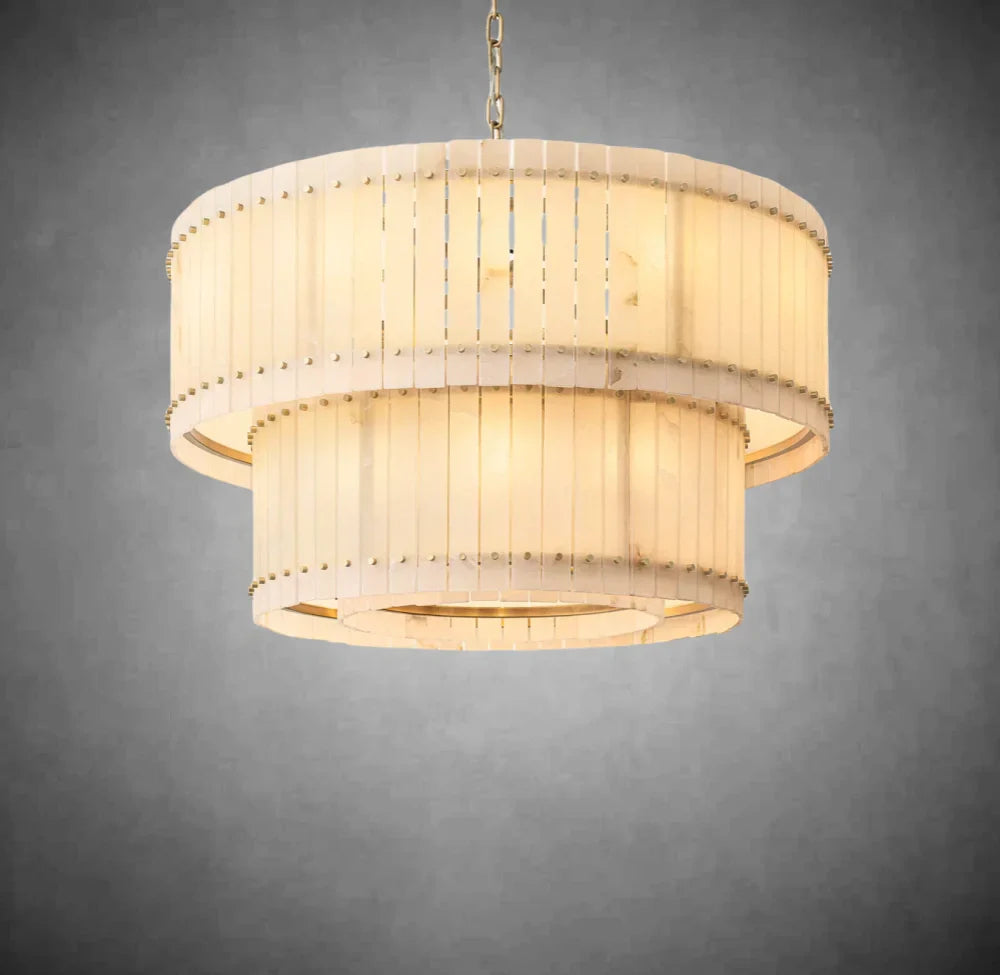 Marcus Alabaster Round Tiered Chandelier
