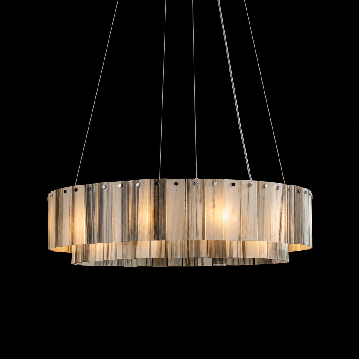 Modern Two-Tier Luxury Stone Round Chandelier