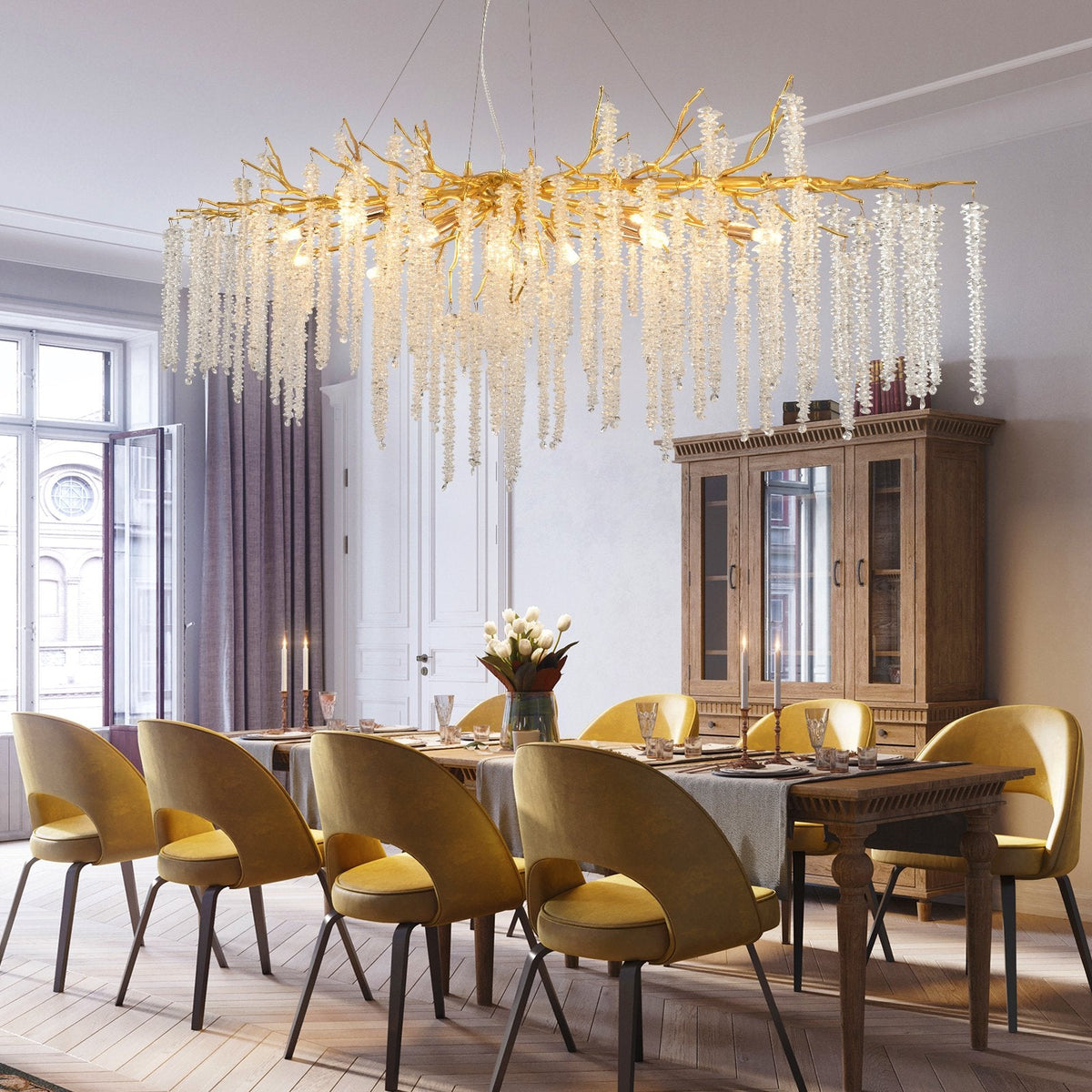 Branch Style Ceiling Light Crystal Icicle Chandelier