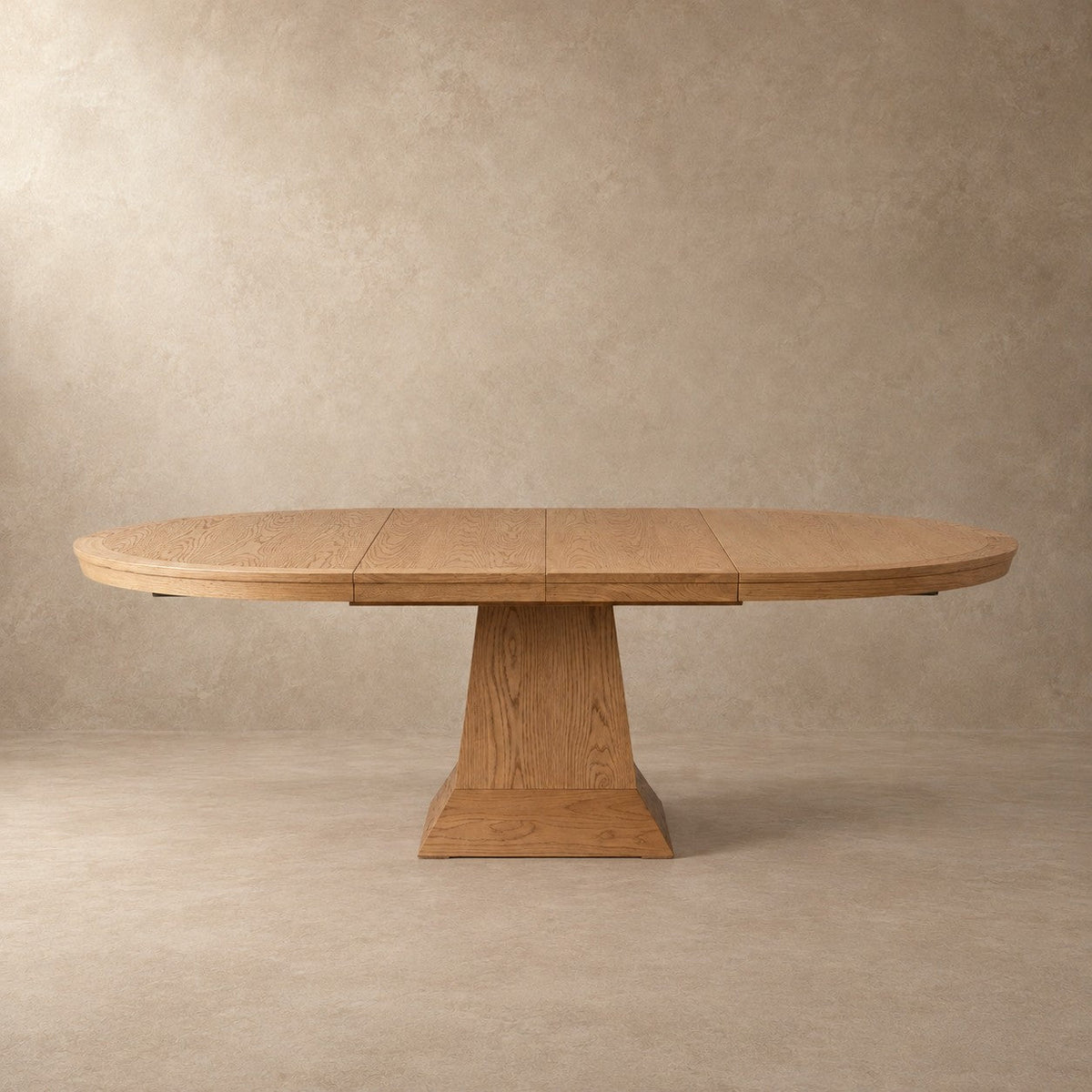 Round Oak Extension Dining Table with Leaves