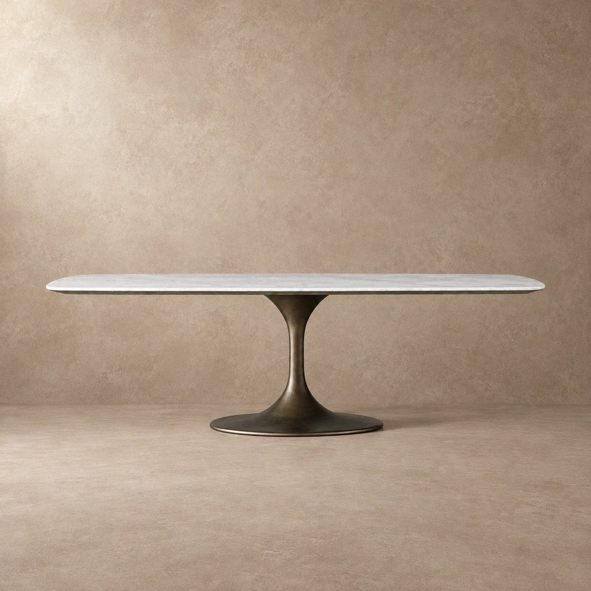 Happyarcadian Steel Base Marble Surface Dining Table