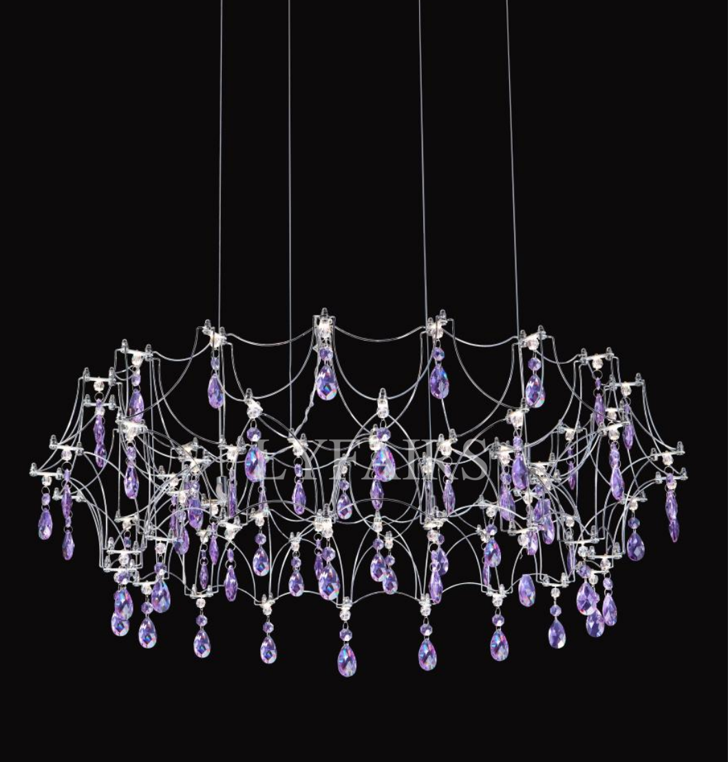 Shimmering Dreamcatcher Crystal Chandelier with Cascading Colorful Firefly-like Crystals