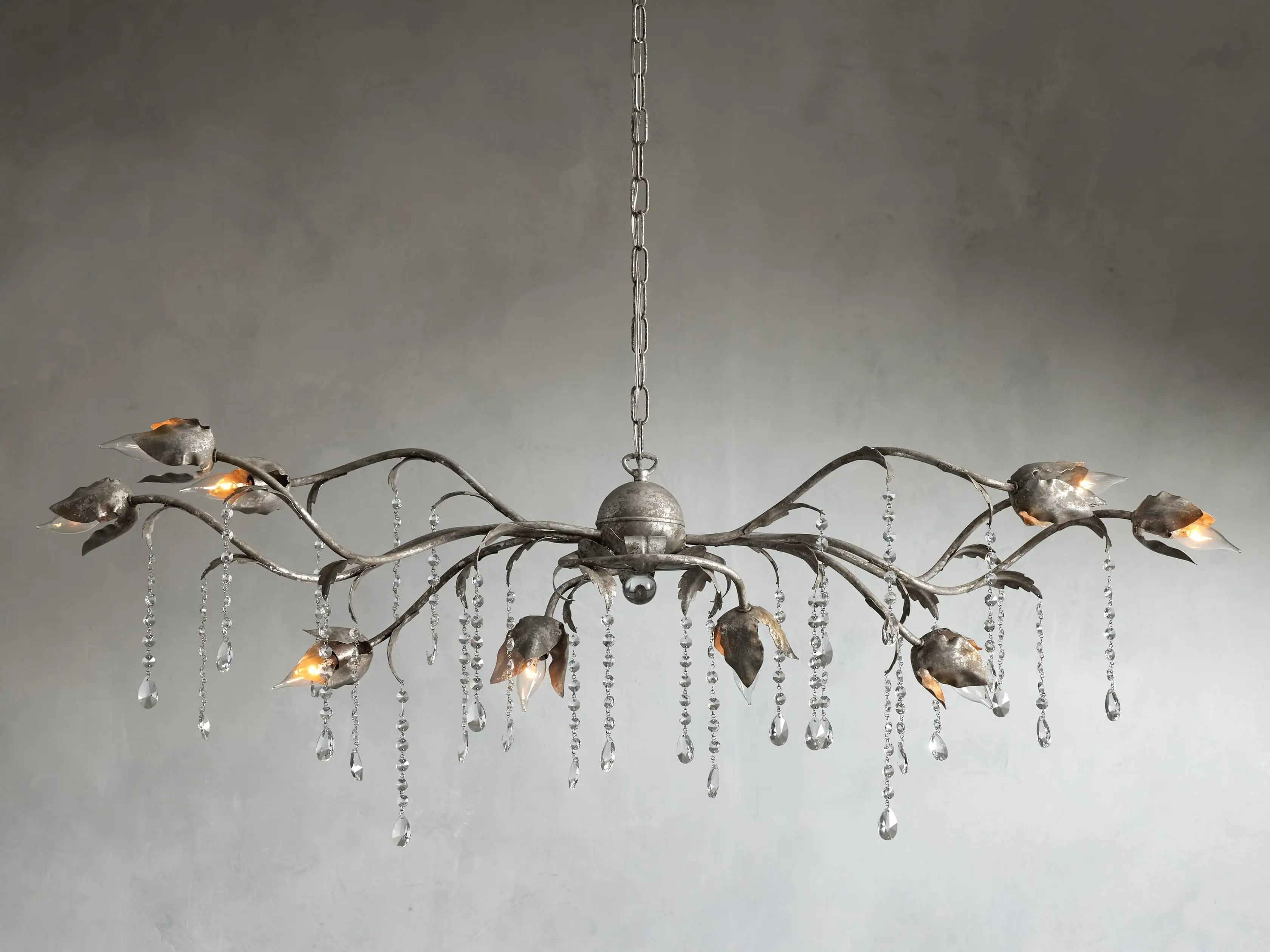Gothic Viticcio Rectangular Chandelier 52" - Silver