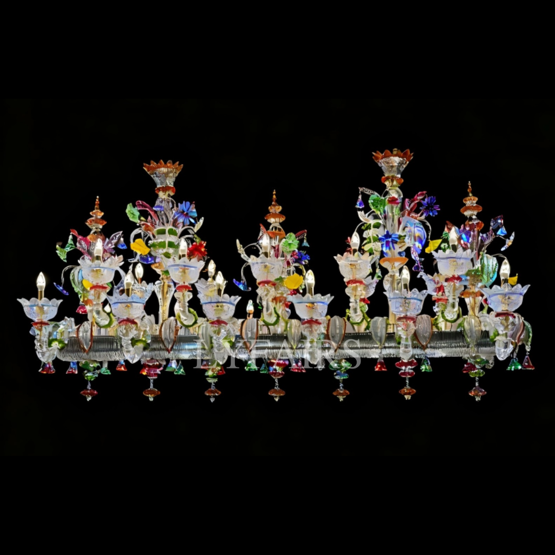 Artisan Multi-Layer Vibrant Handcrafted Botanical Branch Crystal Chandelier
