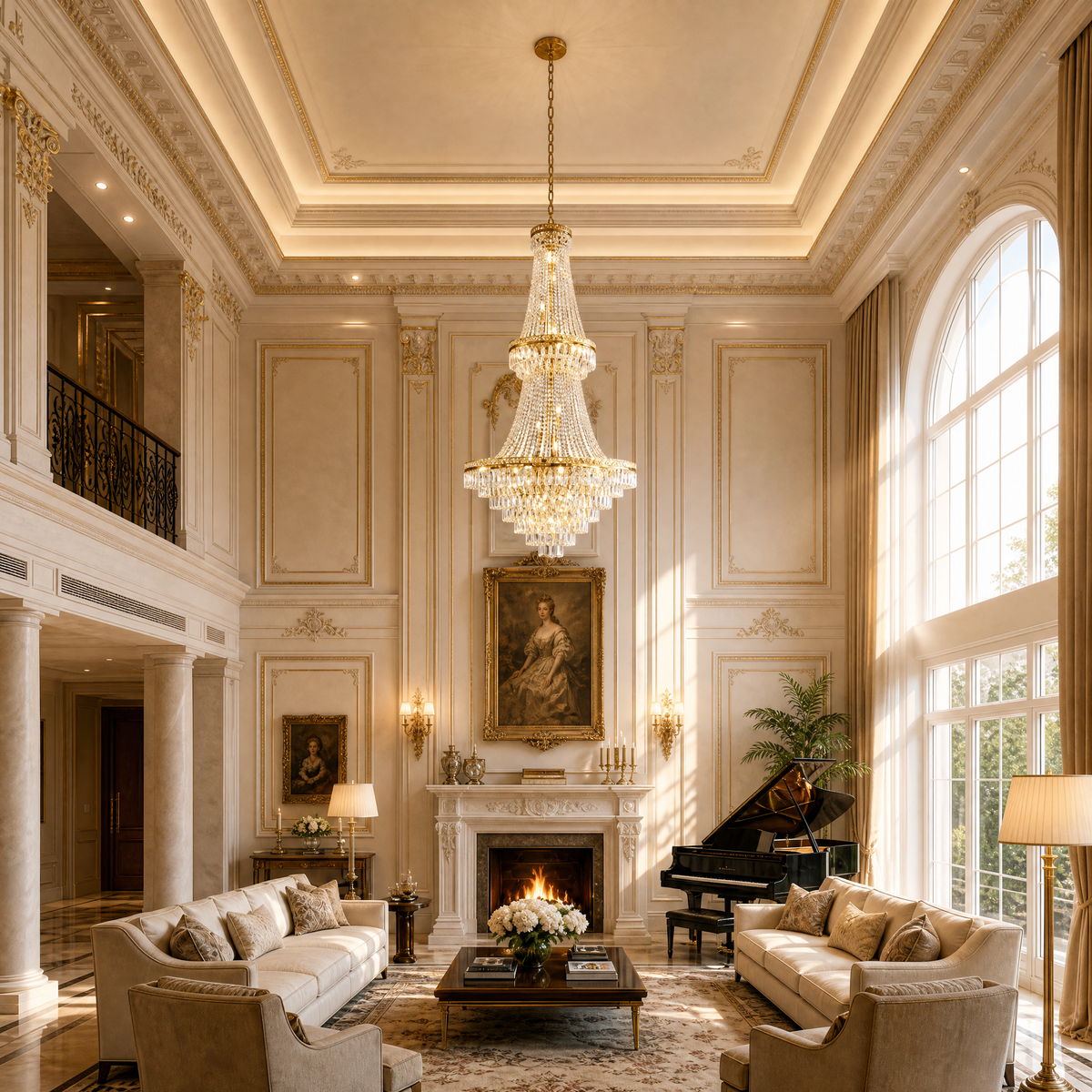 Two-Tier Square Diamond Round Pendant 780 - Gold