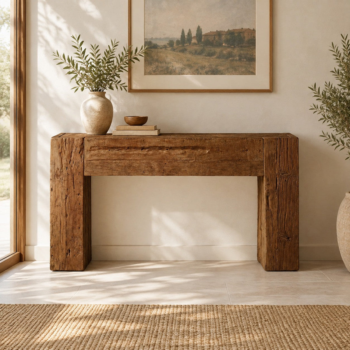 Happyarcadian Reclaimed Teak Wood Console Table