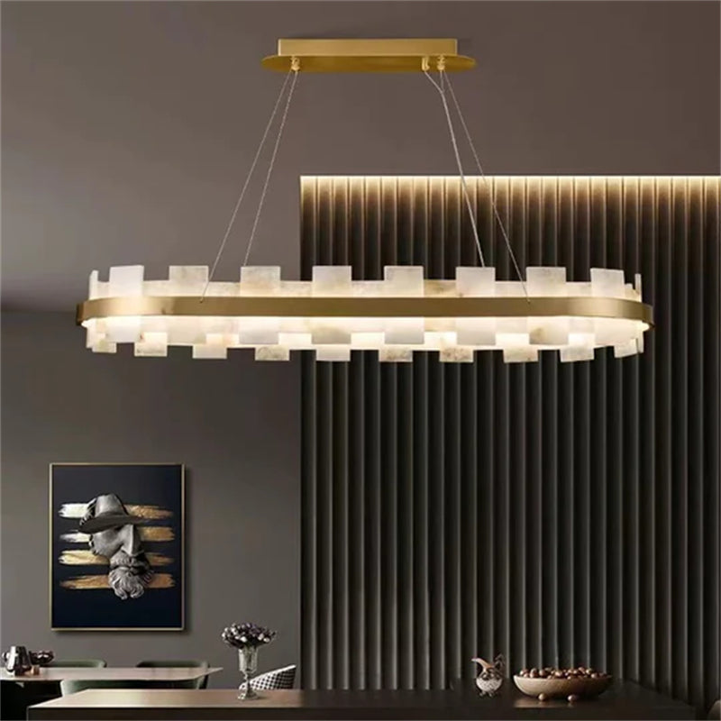 Denise Anita Modern Round Alabaster Chandelier