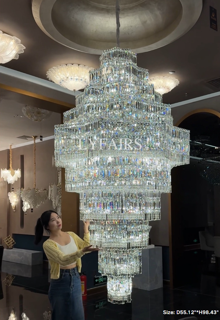 Luxury Extra Large Plaza Multi-Tier Crystal Chandelier For Hotel Hall / 2 Story Foyer / High Ceiling Living Room
