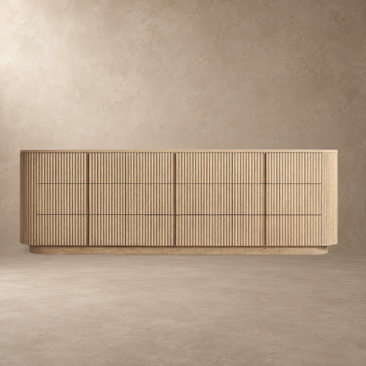Reeded Oak Dresser with Curved Contours
