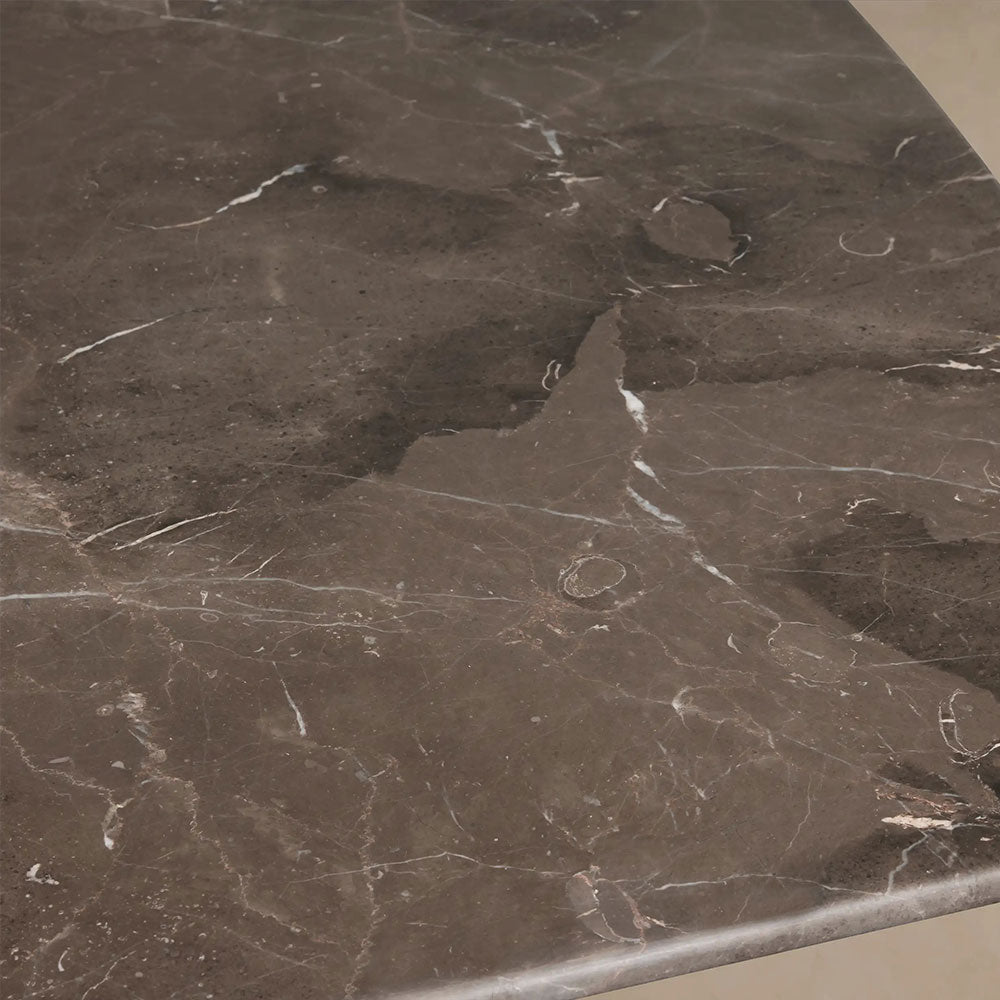 Happyarcadian Steel Base Marble Surface Dining Table